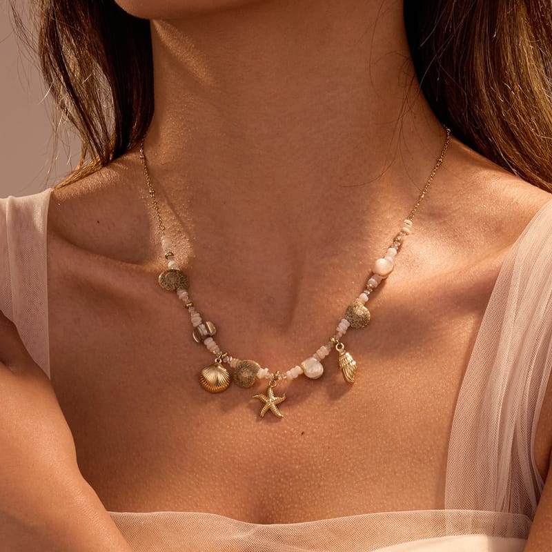 Bohemian Ocean Breeze Stainless Steel Necklace and Bracelet Set