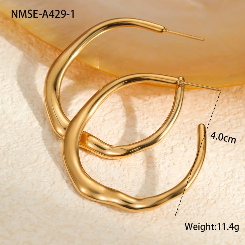 18K Gold Plated Stainless Steel C-Hoop Earrings