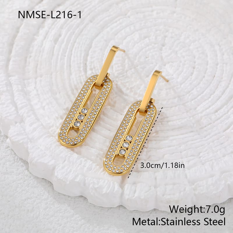 18K Gold Plated Paperclip Safety Pin Earrings