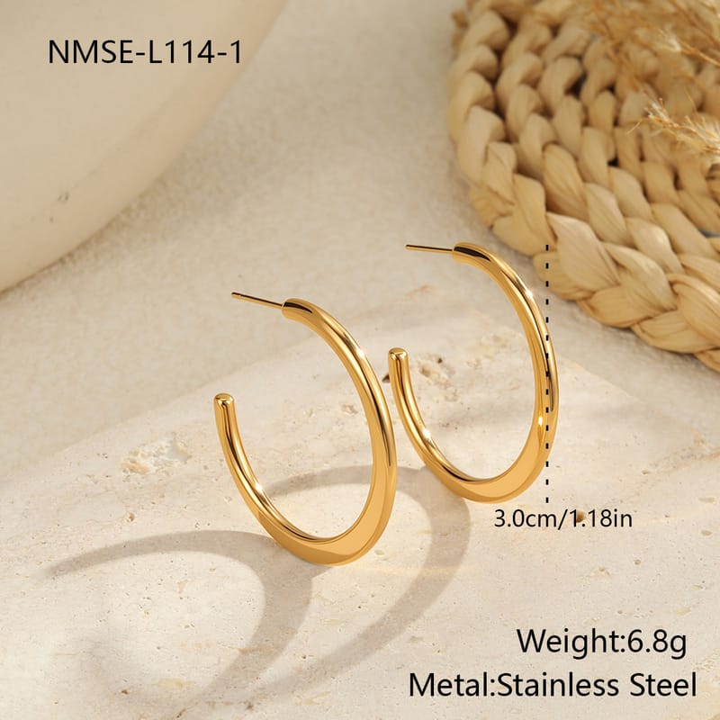 Classic Large 18K Gold Plated Smooth Hoop Earrings