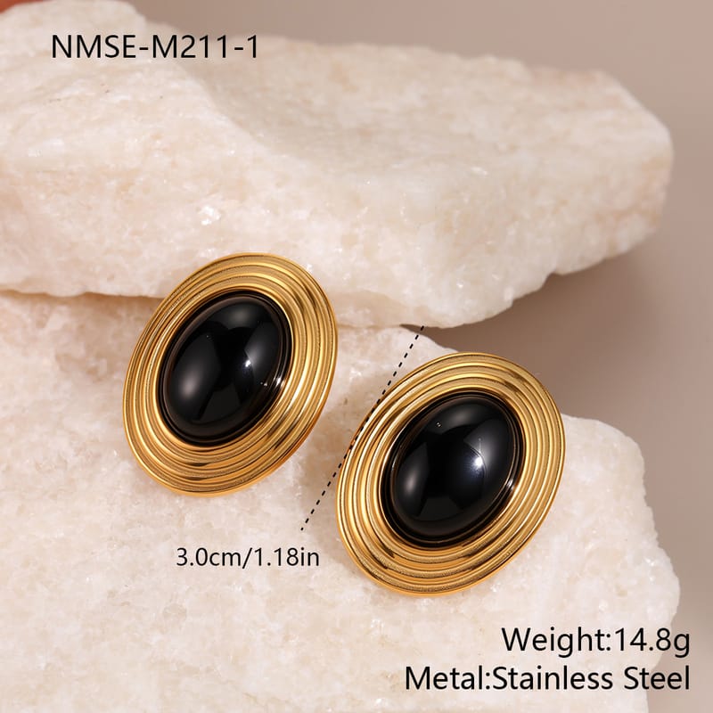 Vintage Oval Turquoise Gold Plated Stud Earrings