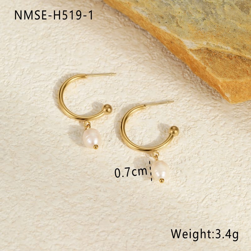 Freshwater Pearl Stainless Steel Stud Earrings