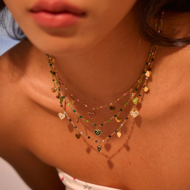 Diamond Heart Collarbone Necklace, 18K Gold Plated Collarbone Clavicle Chain, Minimalist Layering Jewelry Gift for Her Daily Wear