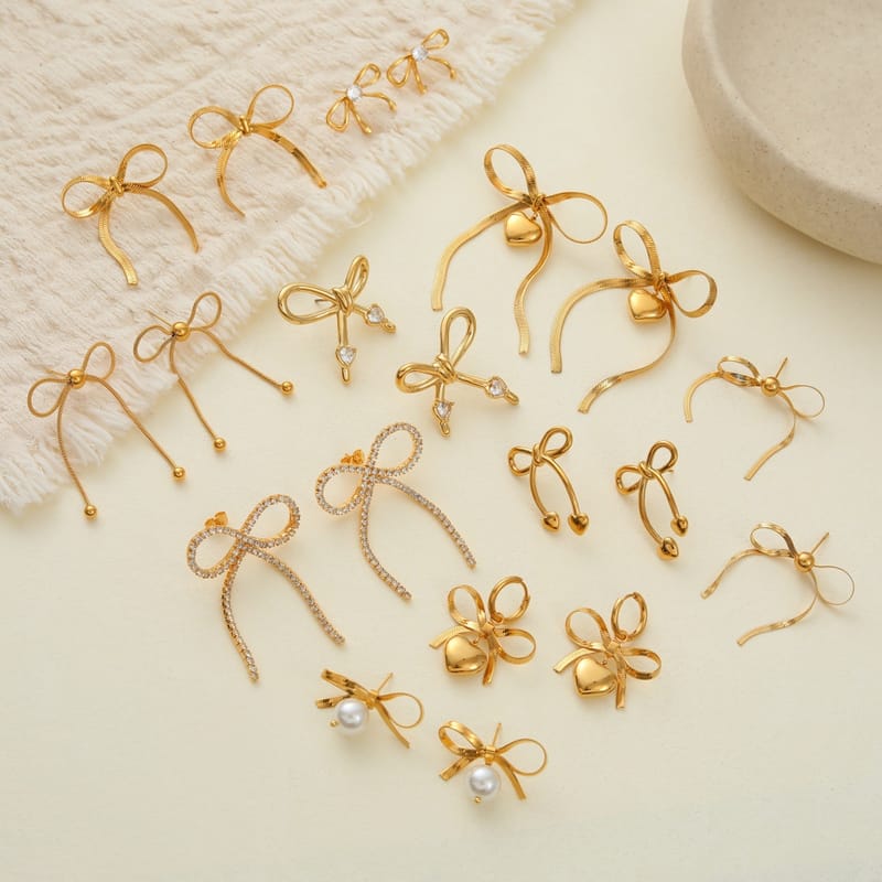 Bow Zircon Stud, Sparkly Zircon Stud Earring, Cute Hypoallergenic Piercing Accessory