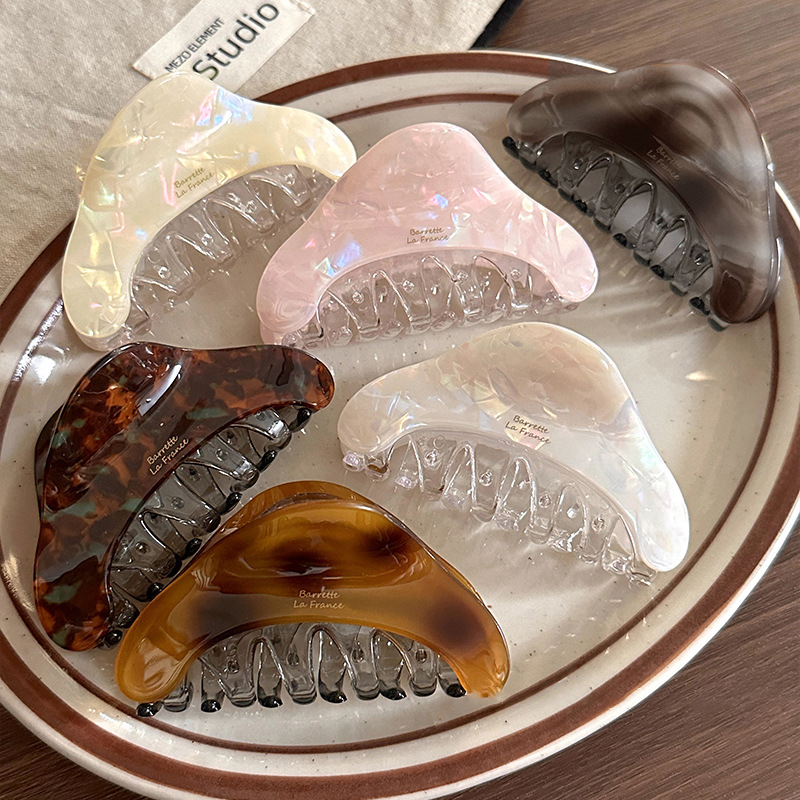 Iridescent Mermaid Acetate Claw Clip, High-Quality Elegant French Shark Claw