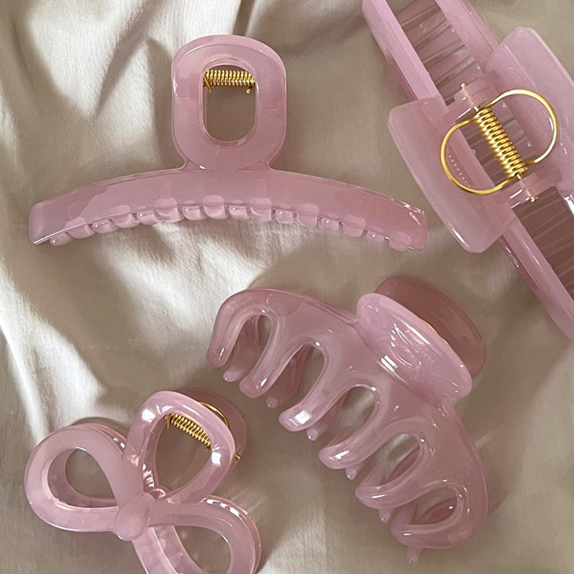 Jelly Pink Pastel Claw Clip, Premium Large Acrylic French Shark Hair Clip