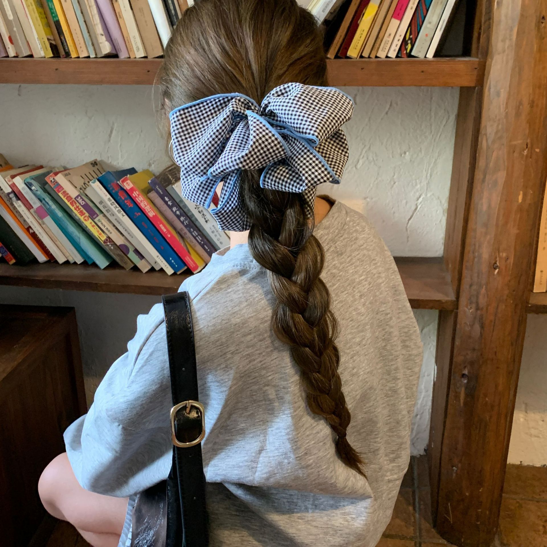 Korean Sweet Plaid Scrunchie, Elegant French Ponytail Hair Tie
