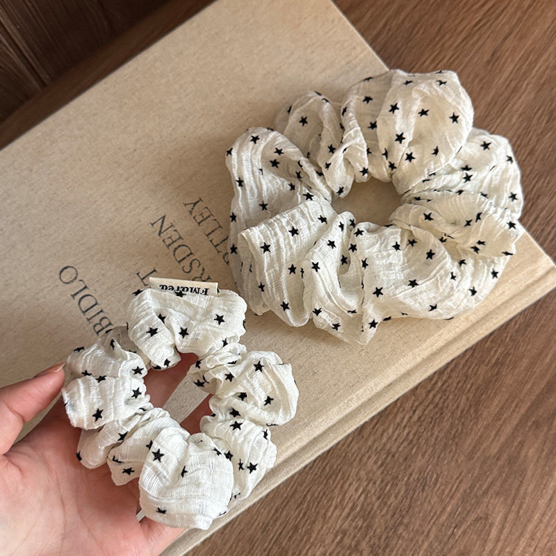 Korean Fabric Star Scrunchie, High Elastic Hair Tie Ponytail Holder