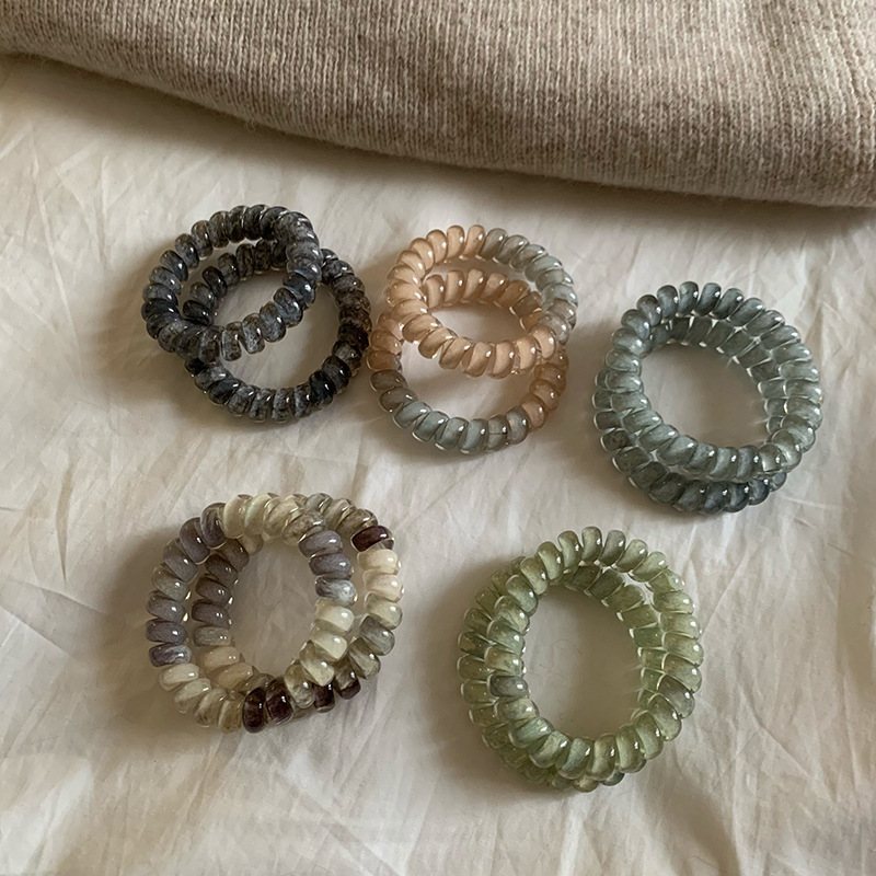 Korean Pastel Gradient Spiral Hair Ties, Traceless Phone Cord Hair Band