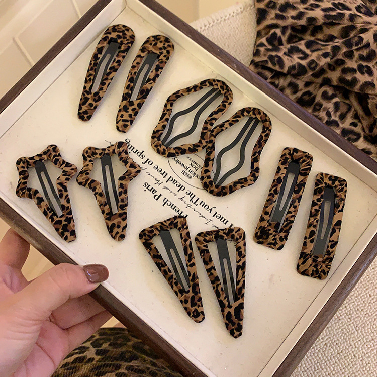 Korean Sweet & Cool Leopard BB Clip, Retro Side Fringe Barrette