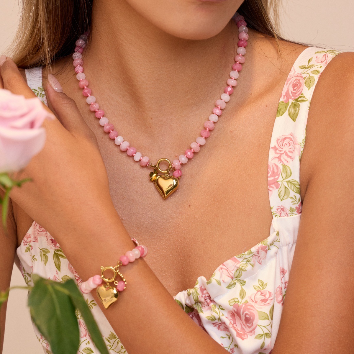 European 18K Gold Plated Gold Natural Stone Necklace, 18K Gold Plated Collarbone Clavicle Chain, Minimalist Layering Jewelry Gift for Her Daily Wear