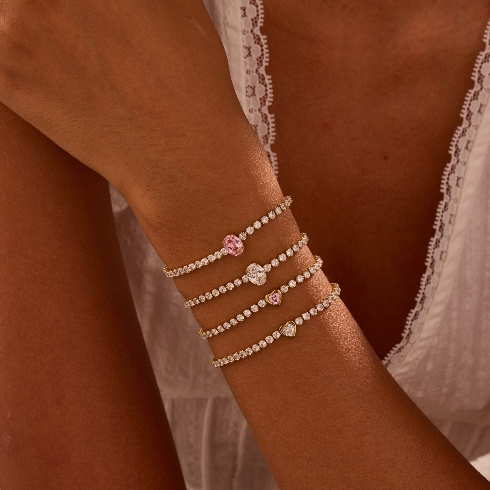 Zircon Titanium Bracelet, Adjustable Cuff Bracelet, Minimalist Tarnish-Free Stainless Steel Gift