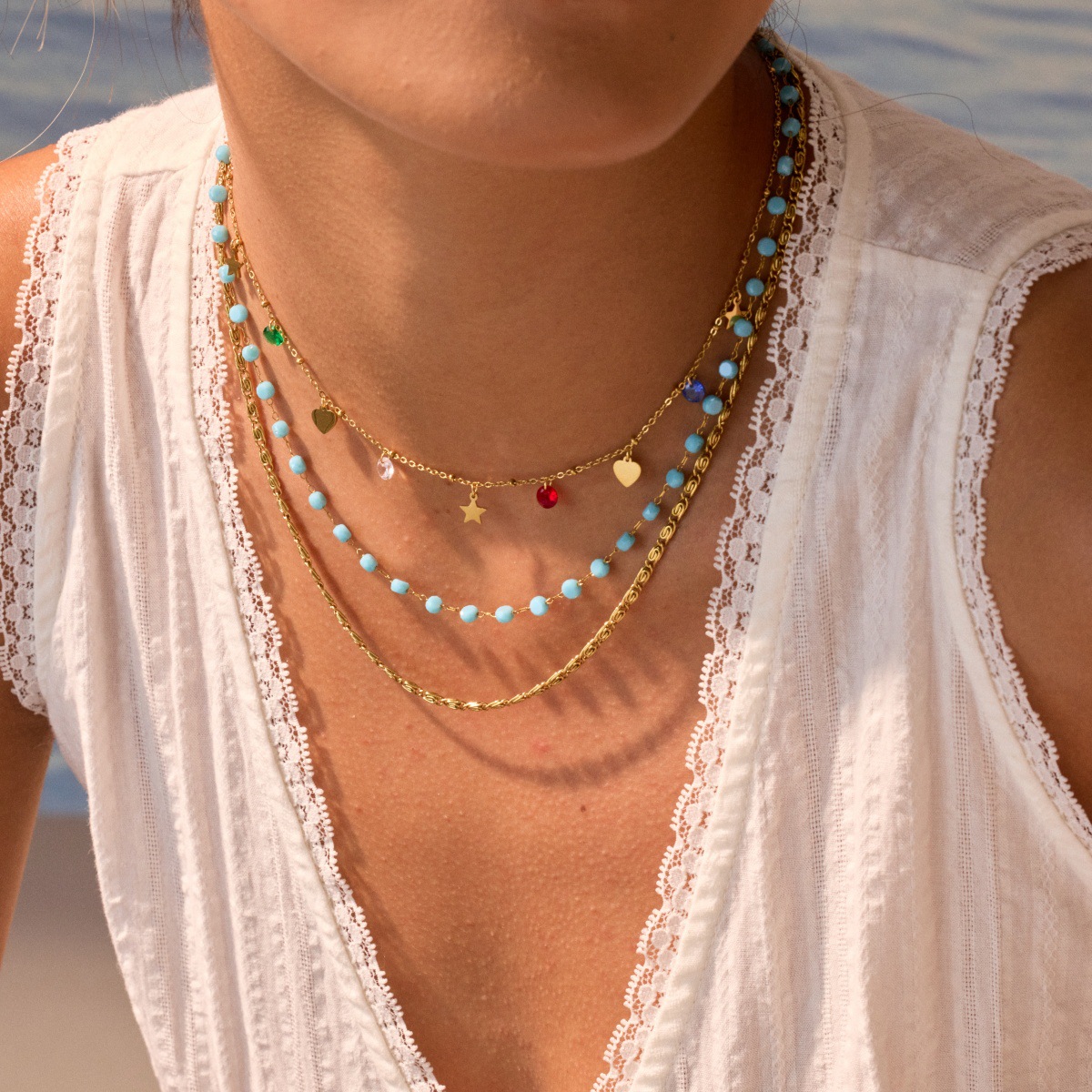 Zircon Beaded Necklace, 18K Gold Plated Collarbone Clavicle Chain, Minimalist Layering Jewelry Gift for Her Daily Wear