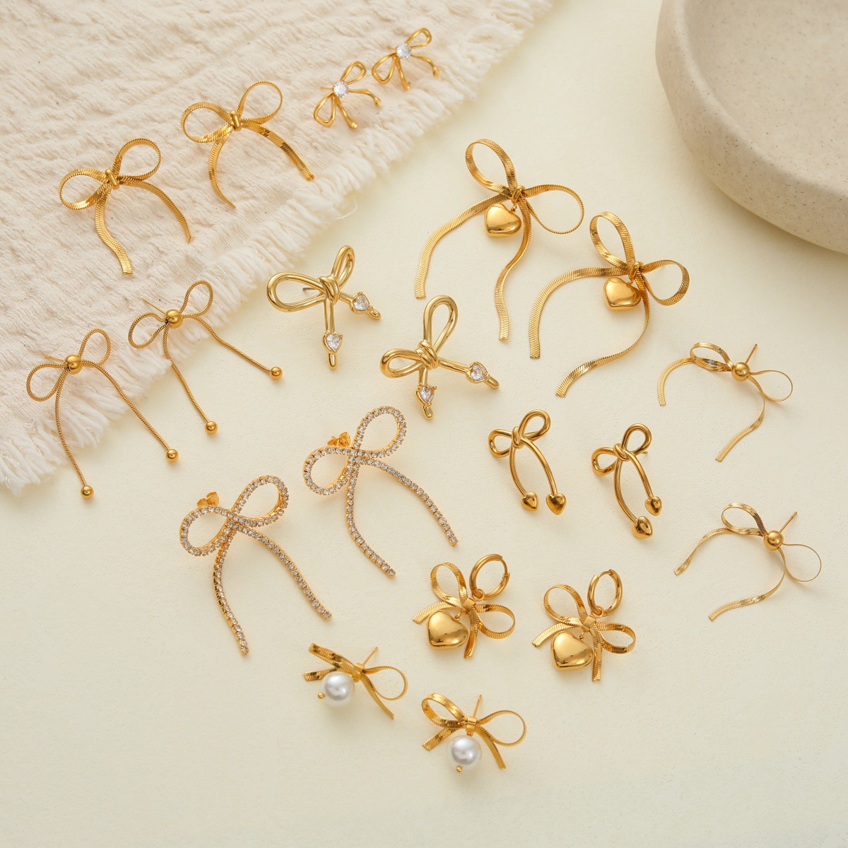 Bow Zircon Stud, Sparkly Zircon Stud Earring, Cute Hypoallergenic Piercing Accessory