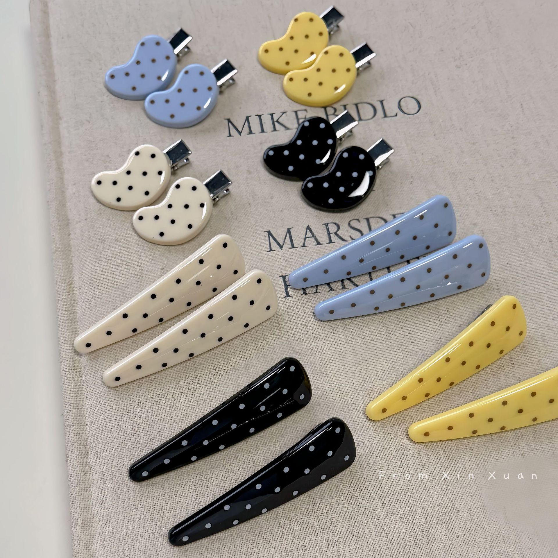 Korean Minimalist Cheese Yellow Polka Dot Duckbill Clip, Cute Summer Side Clip